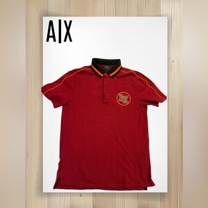 Armani Exchange Red Polo Shirt with Black Accents